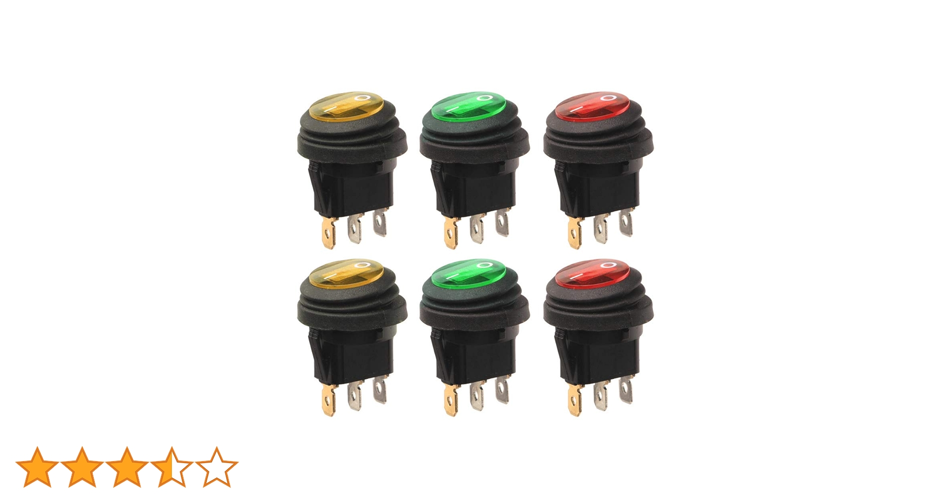 Amazon | Kiligen 6個 12V-24VDC / 20A防水丸型ロッカートグルスイッチ